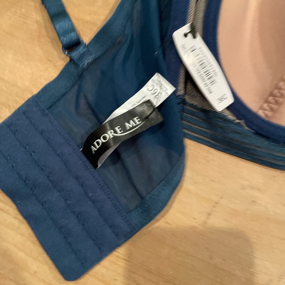 NWT Adore Me Blue Mesh Underwire Lace Bra 36C Feminine Lingerie Sheer Trim - Picture 2 of 5